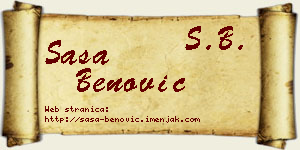 Saša Benović vizit kartica